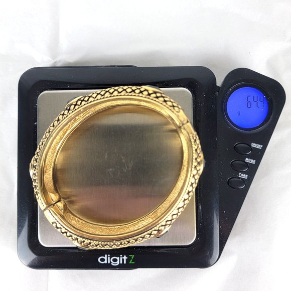 Vintage Cabot Gold Tone Jeweled Hinged Clamper Bracelet - Picture 7 of 8